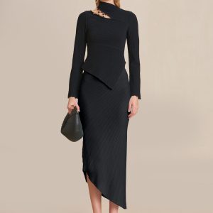 EWEN KNIT SKIRT - BLACK