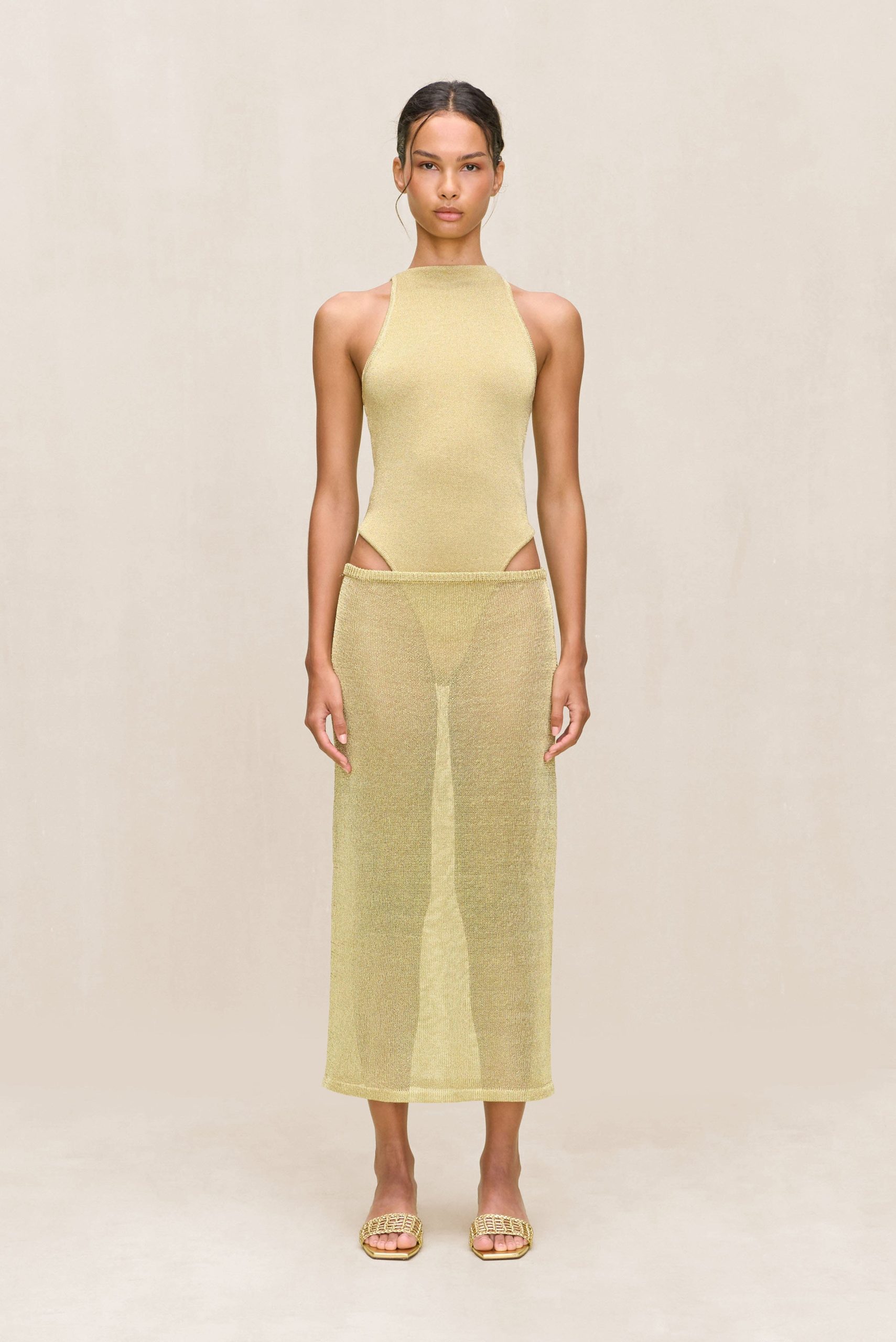 CASSIUS KNIT BODYSUIT - GOLD - Image 3