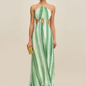 ESMERALDA DRESS - CALLA LILY PAINTED STRIPE