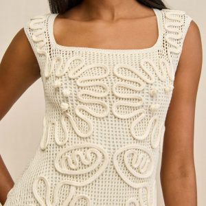 CHIMI KNIT DRESS - OFF WHITE