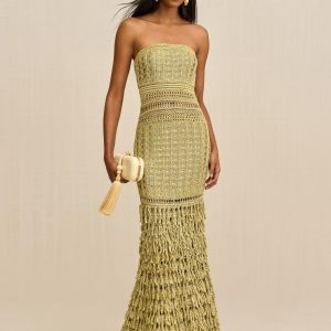 MORGAN CROCHET GOWN - GOLD