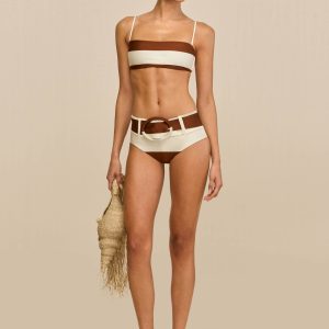 TAREK BIKINI BOTTOM - LARGE SADDLE STRIPE