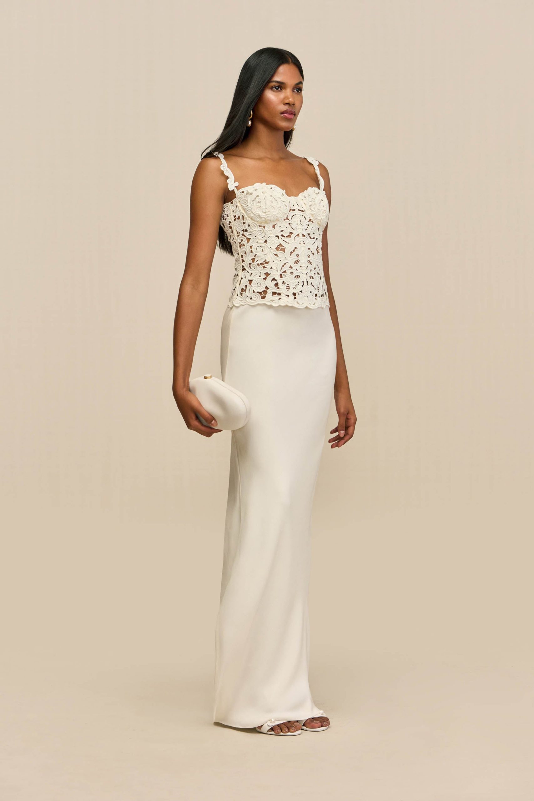 CHANTEL SKIRT - OFF WHITE CREPE - Image 3
