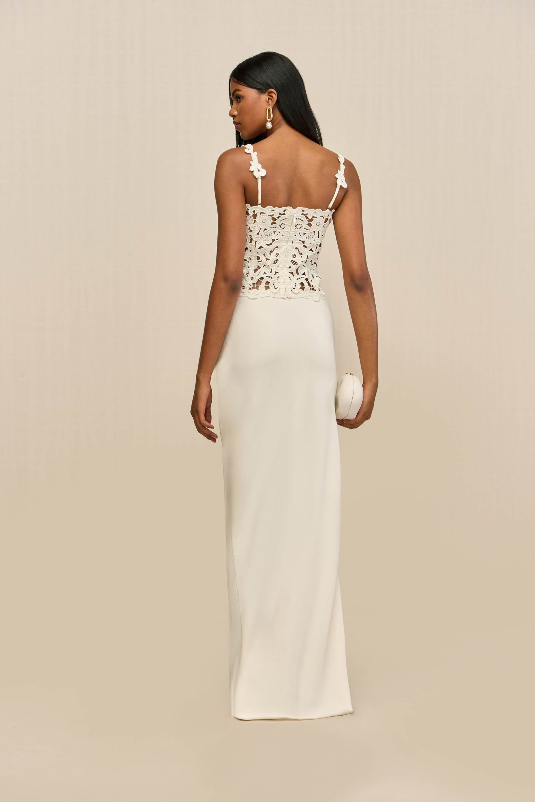 CHANTEL SKIRT - OFF WHITE CREPE - Image 4