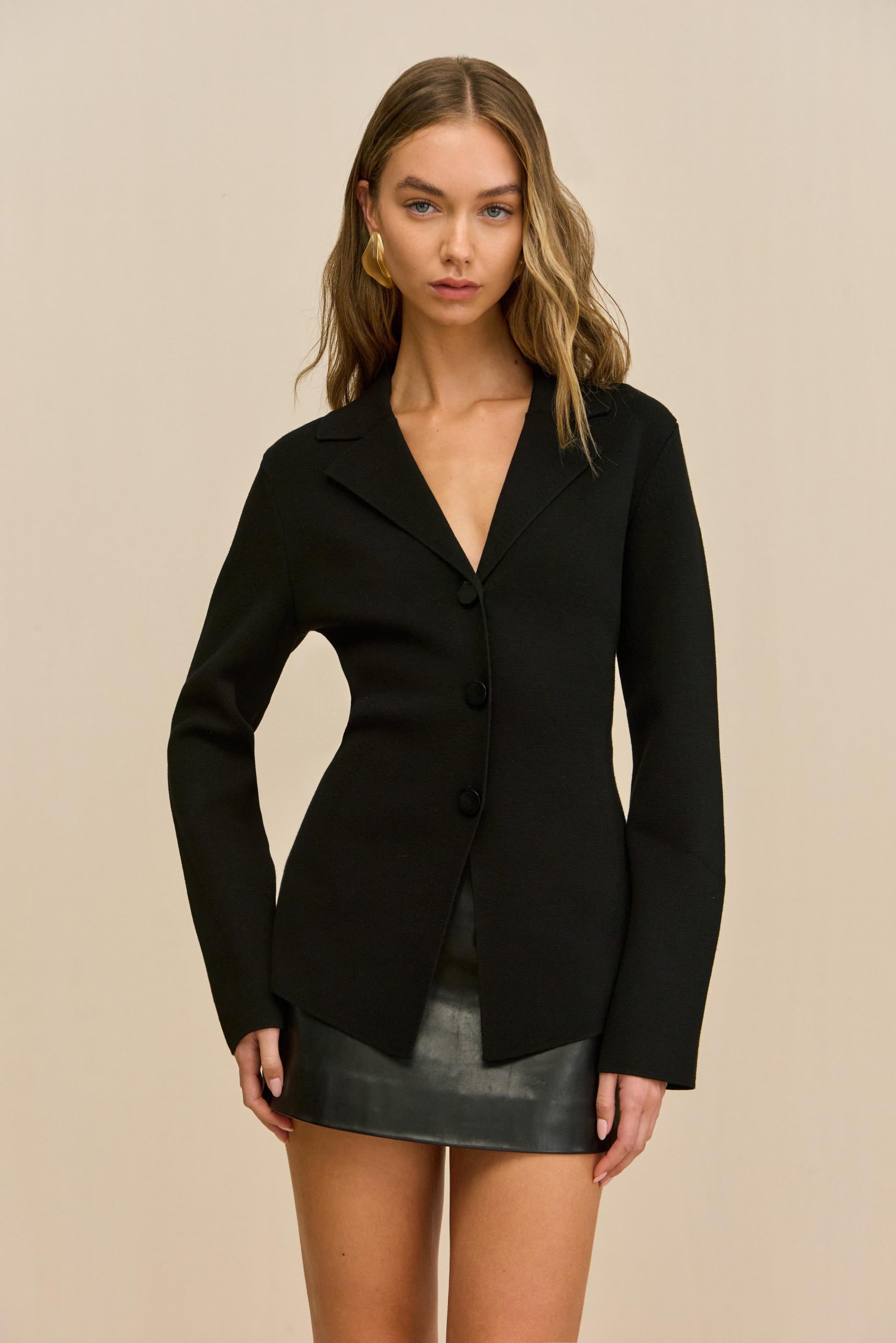 ELOMI KNIT CARDIGAN - BLACK - Image 4