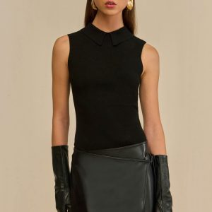 MYKO KNIT BODYSUIT - BLACK