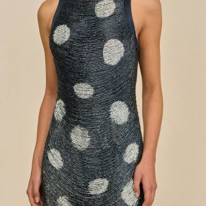 MADISON DRESS - LARGE DOT DEEP LAKE