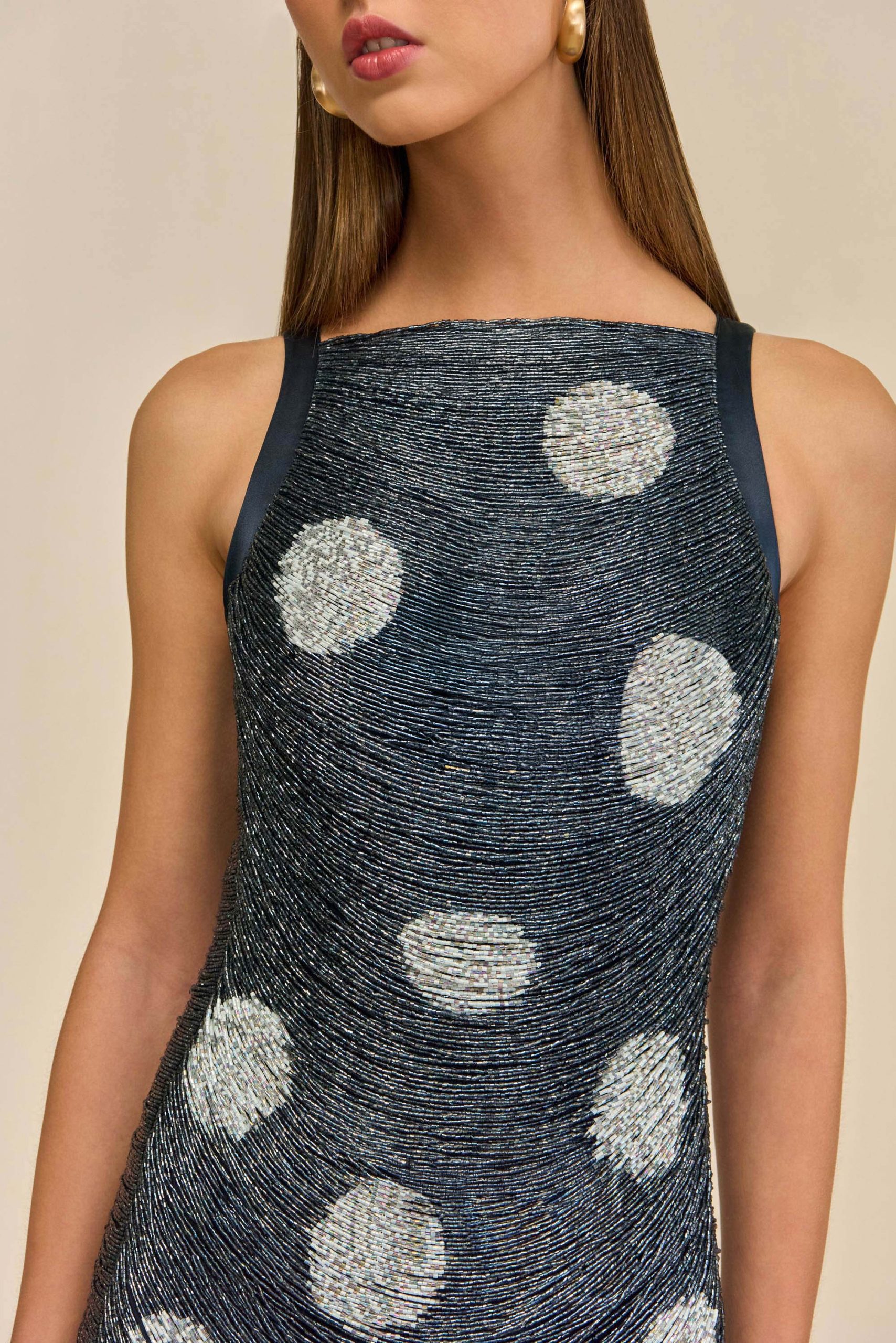 MADISON DRESS - LARGE DOT DEEP LAKE - Image 3