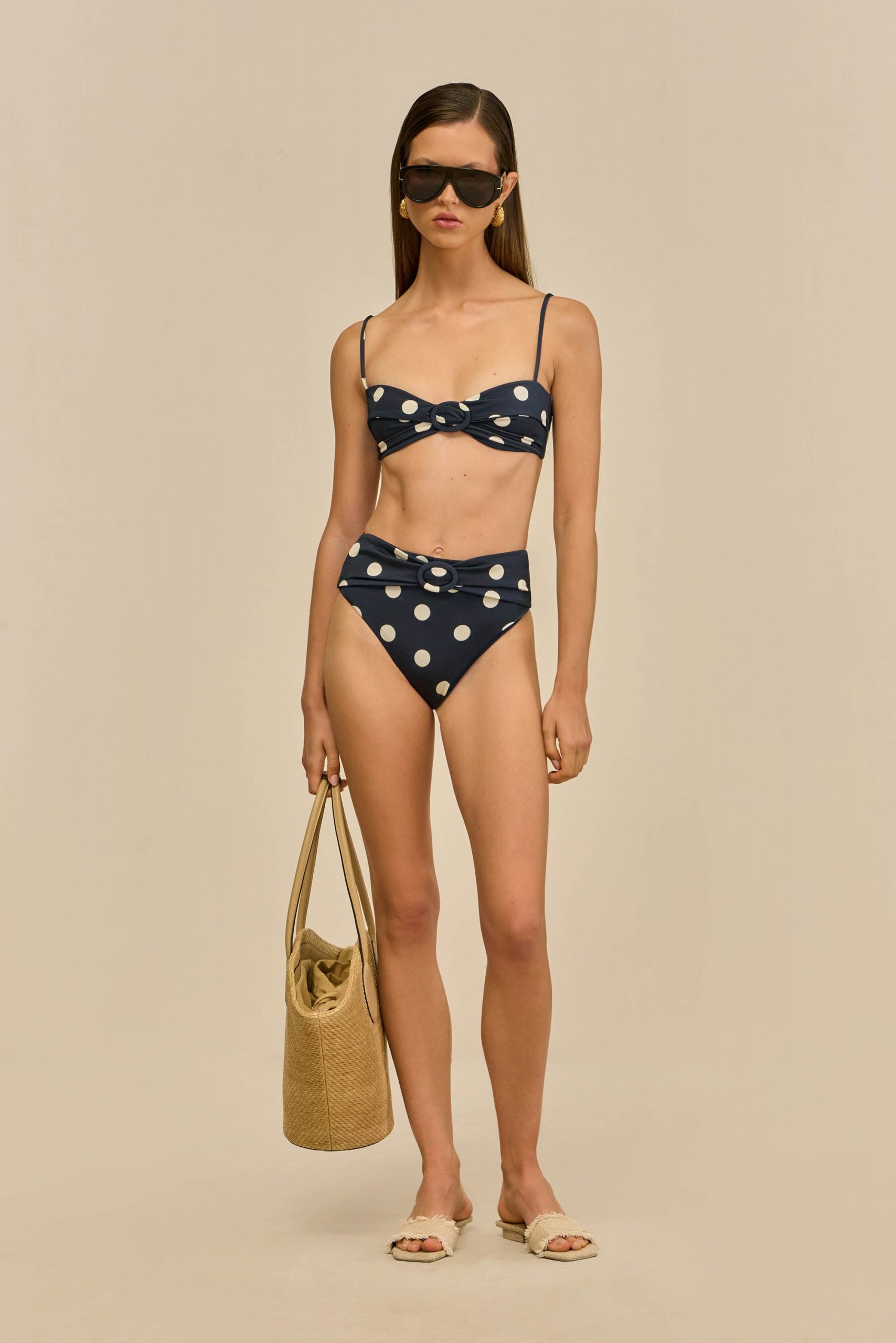 ALOUETTE BIKINI BOTTOM - SMALL DOT DEEP LAKE