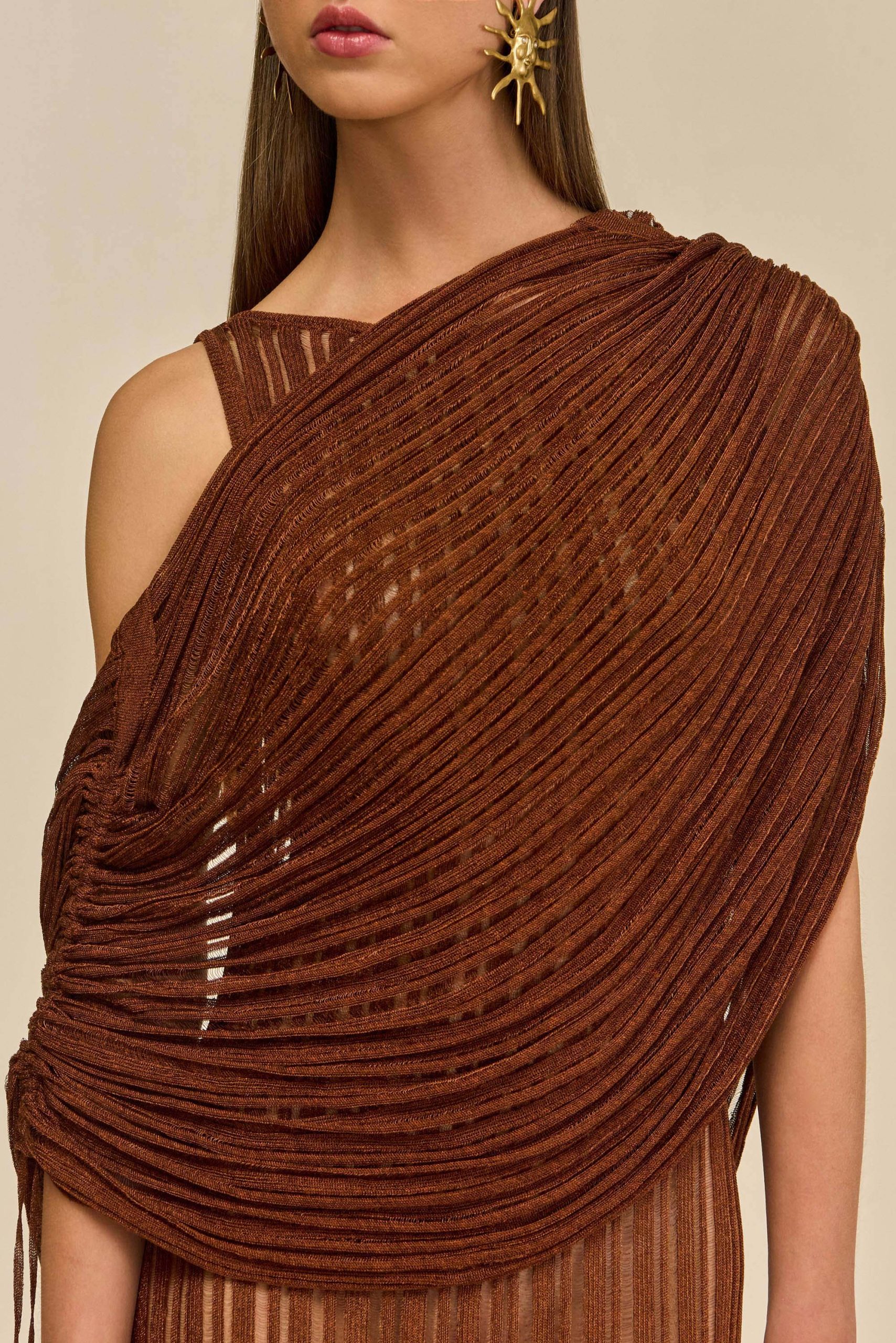 KAYA KNIT DRESS - SADDLE - Image 6