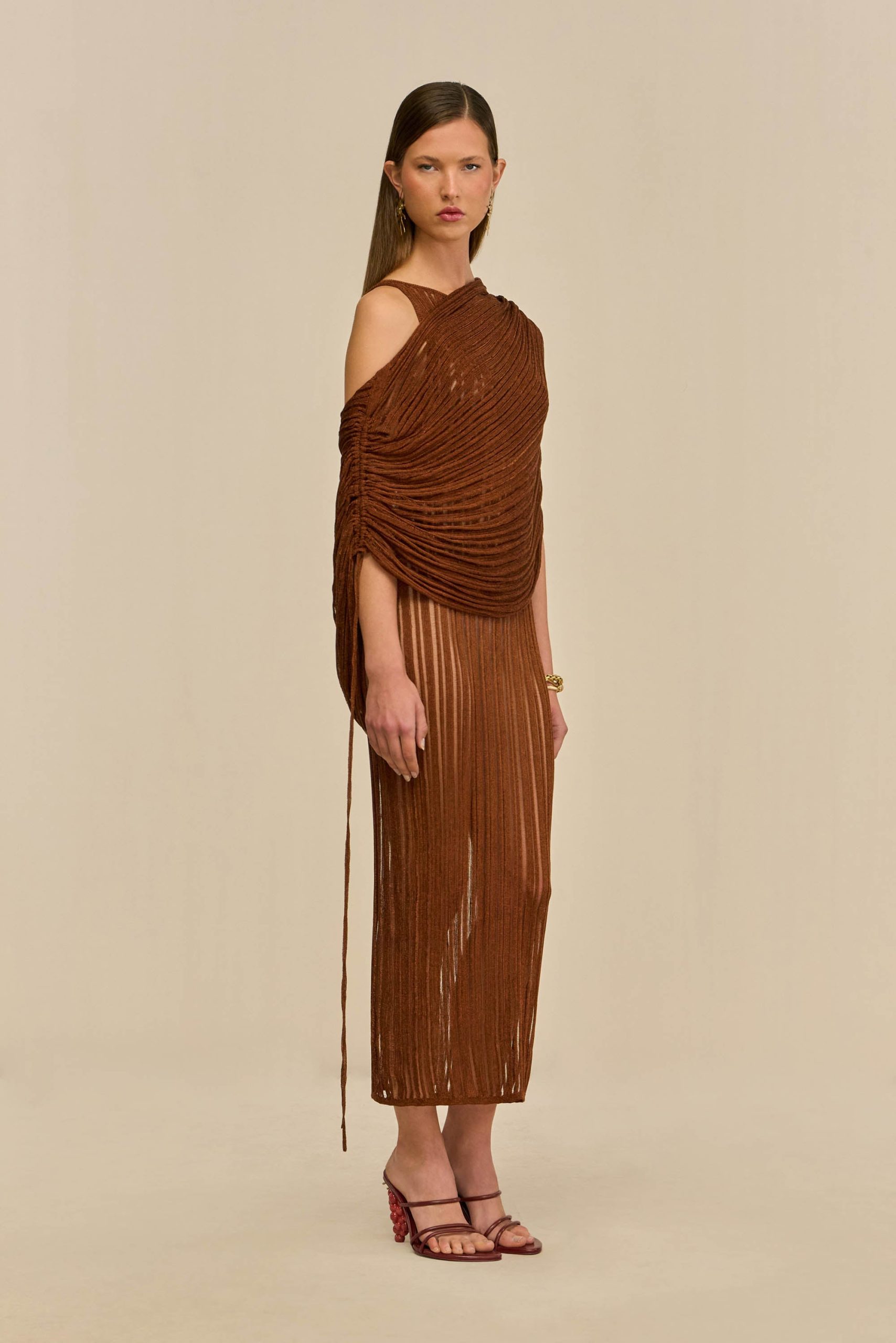 KAYA KNIT DRESS - SADDLE - Image 7