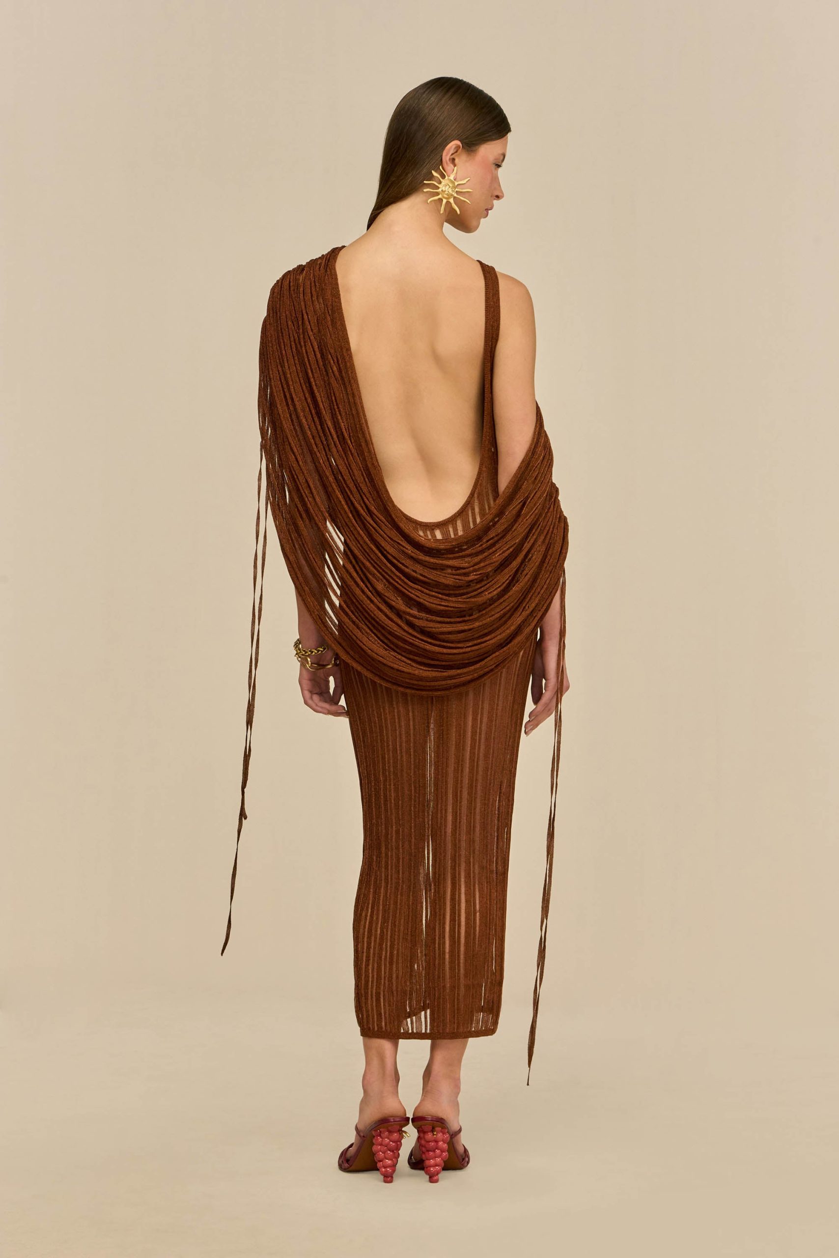 KAYA KNIT DRESS - SADDLE - Image 9