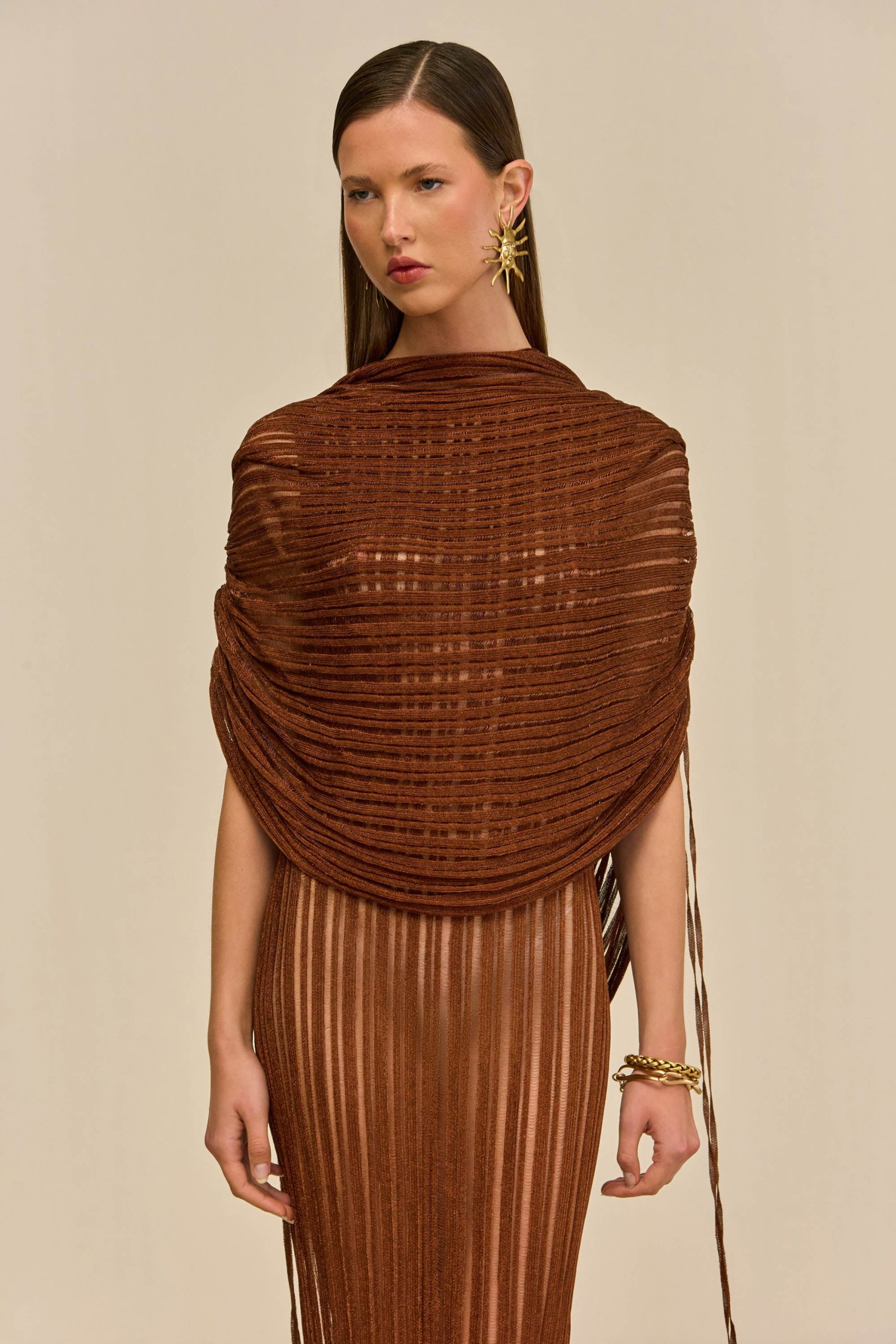 KAYA KNIT DRESS - SADDLE - Image 3