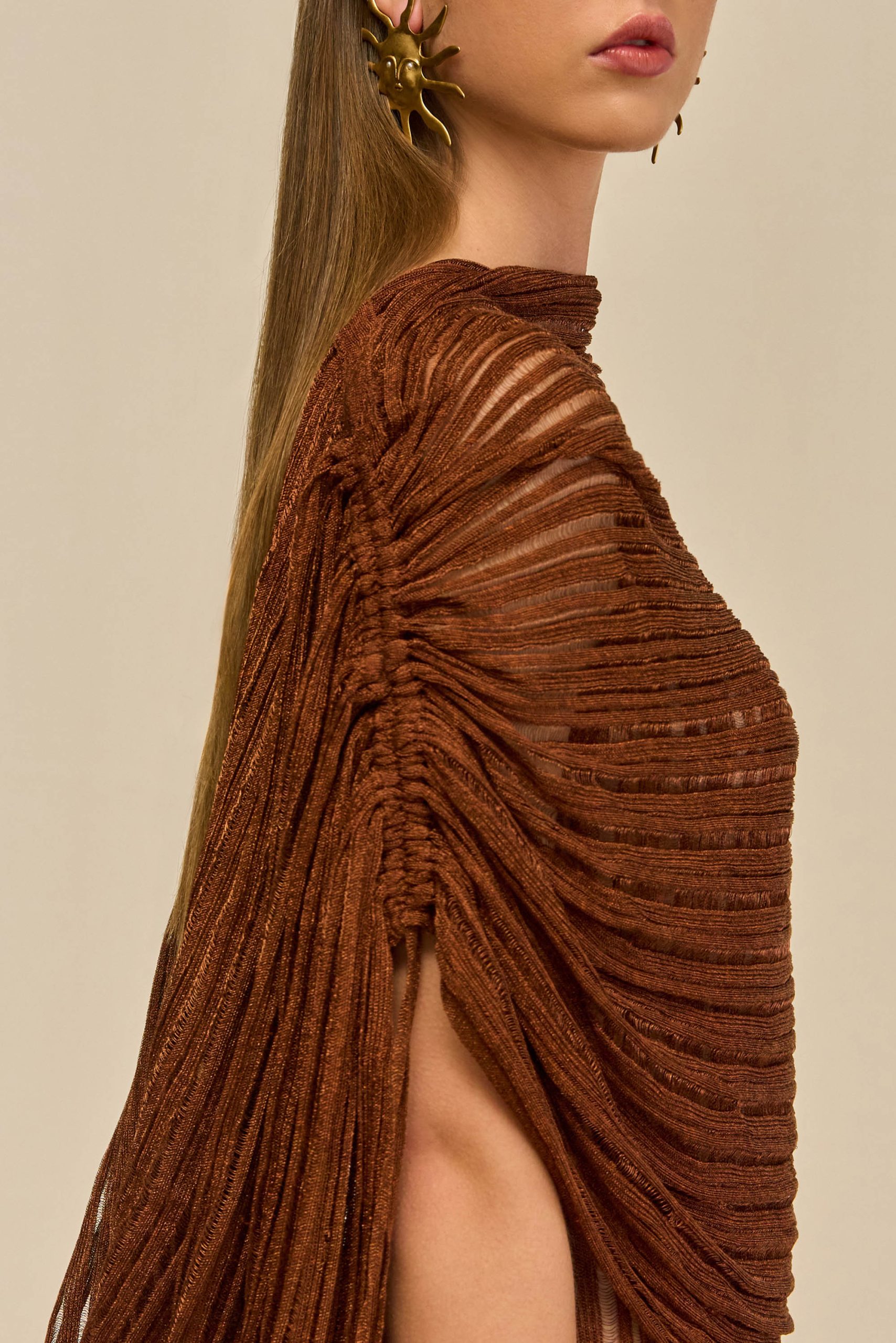 KAYA KNIT DRESS - SADDLE - Image 8
