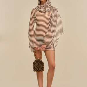 BEAUX DRESS - SMALL SADDLE STRIPE