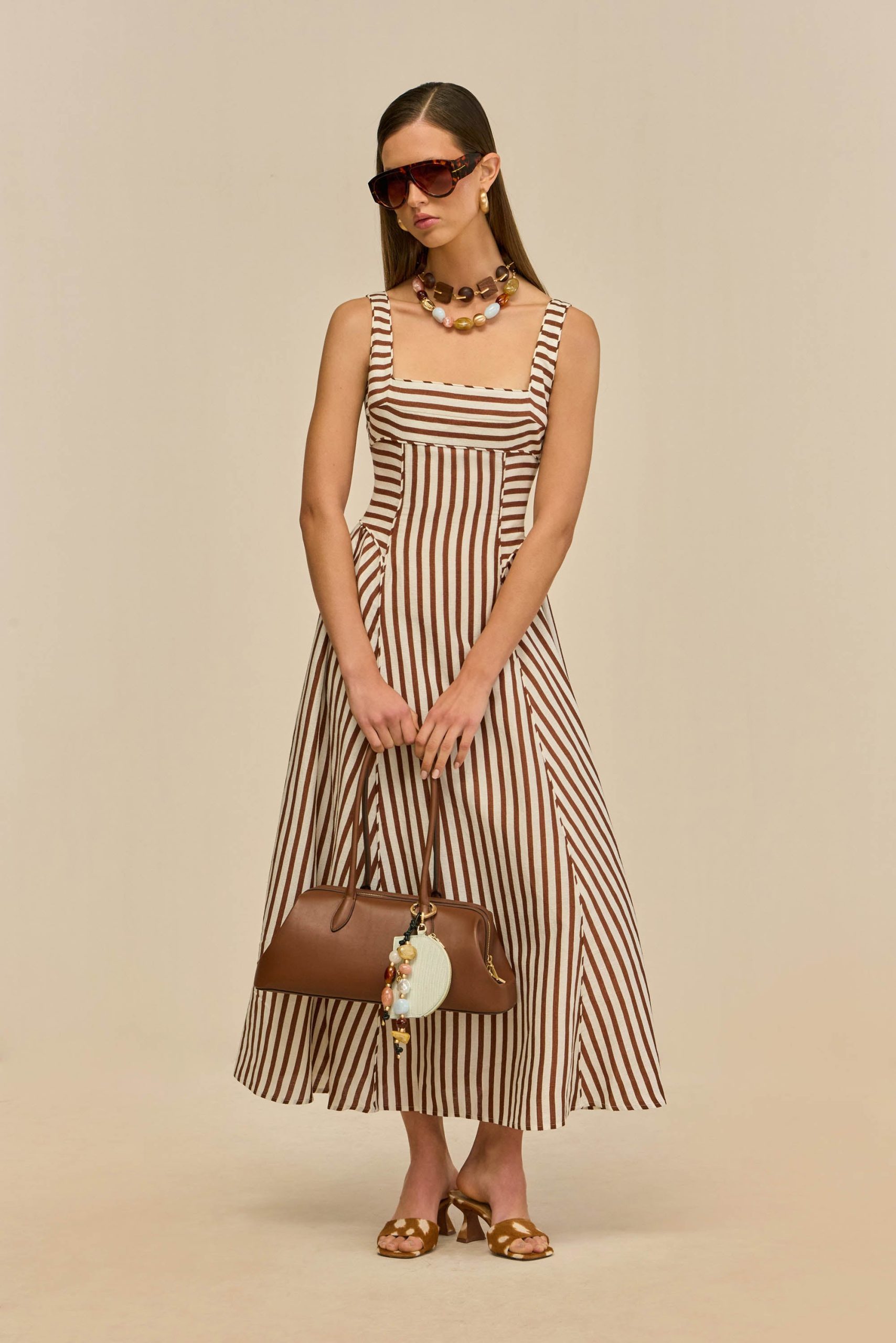 CARLA DRESS - SMALL SADDLE STRIPE - Image 4
