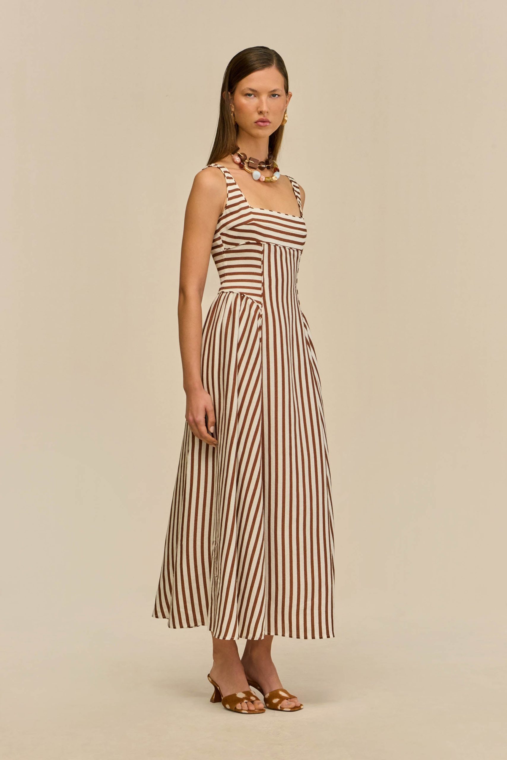CARLA DRESS - SMALL SADDLE STRIPE - Image 5