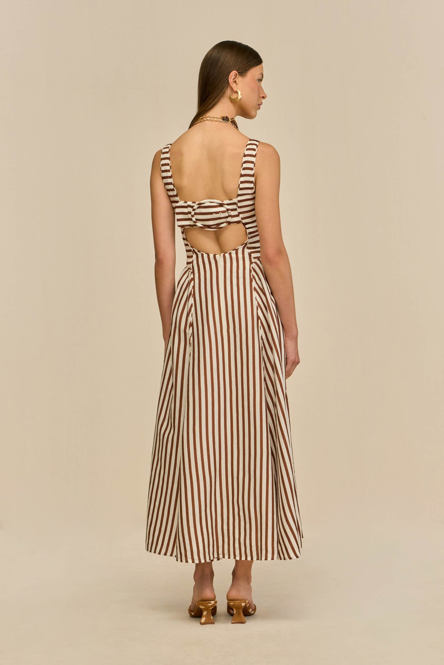 CARLA DRESS - SMALL SADDLE STRIPE - Image 2
