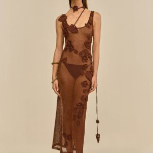 PEMMA KNIT DRESS - SADDLE