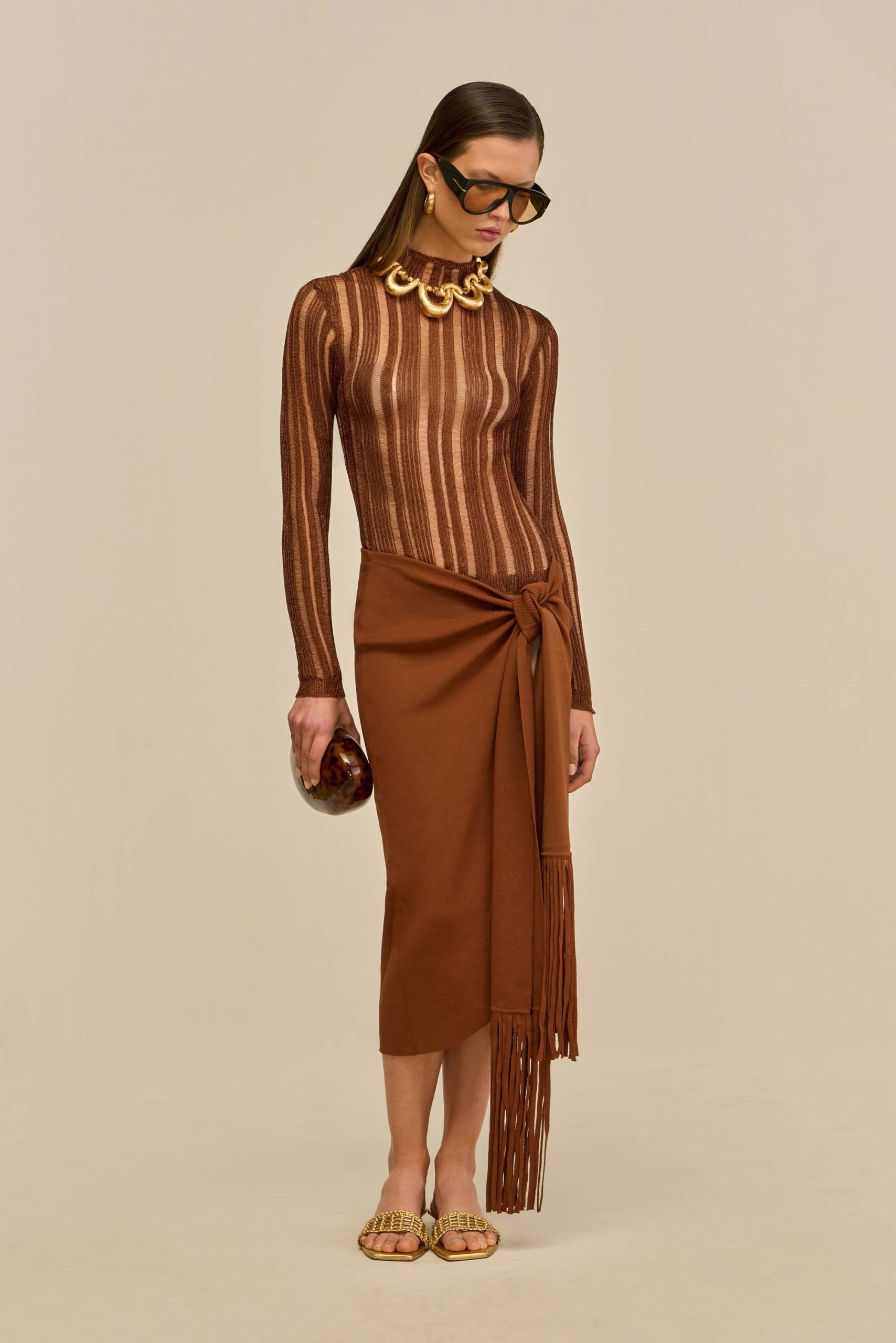 KYLA KNIT TOP - SADDLE - Image 4
