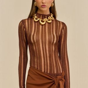 KYLA KNIT TOP - SADDLE