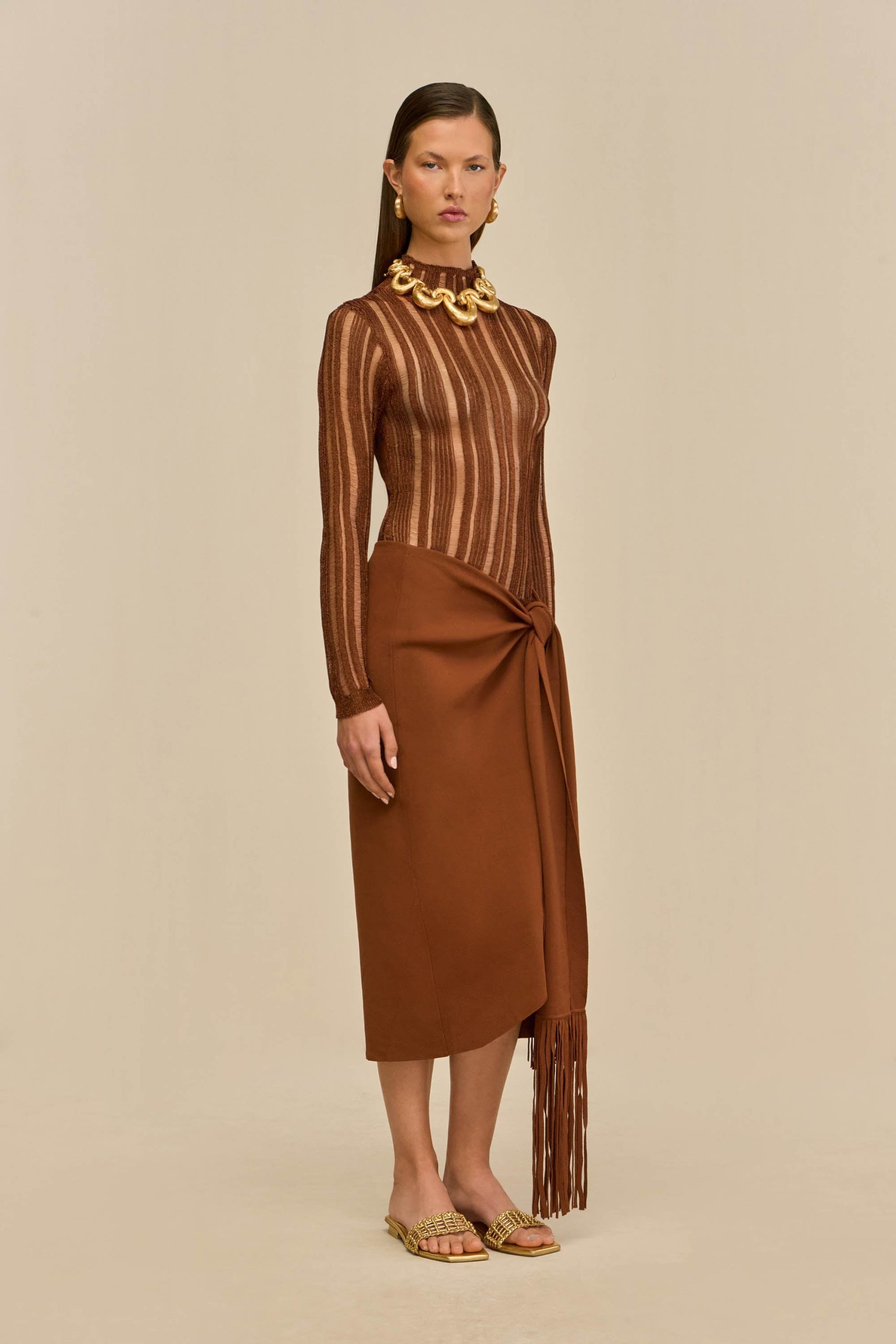 KYLA KNIT TOP - SADDLE - Image 5