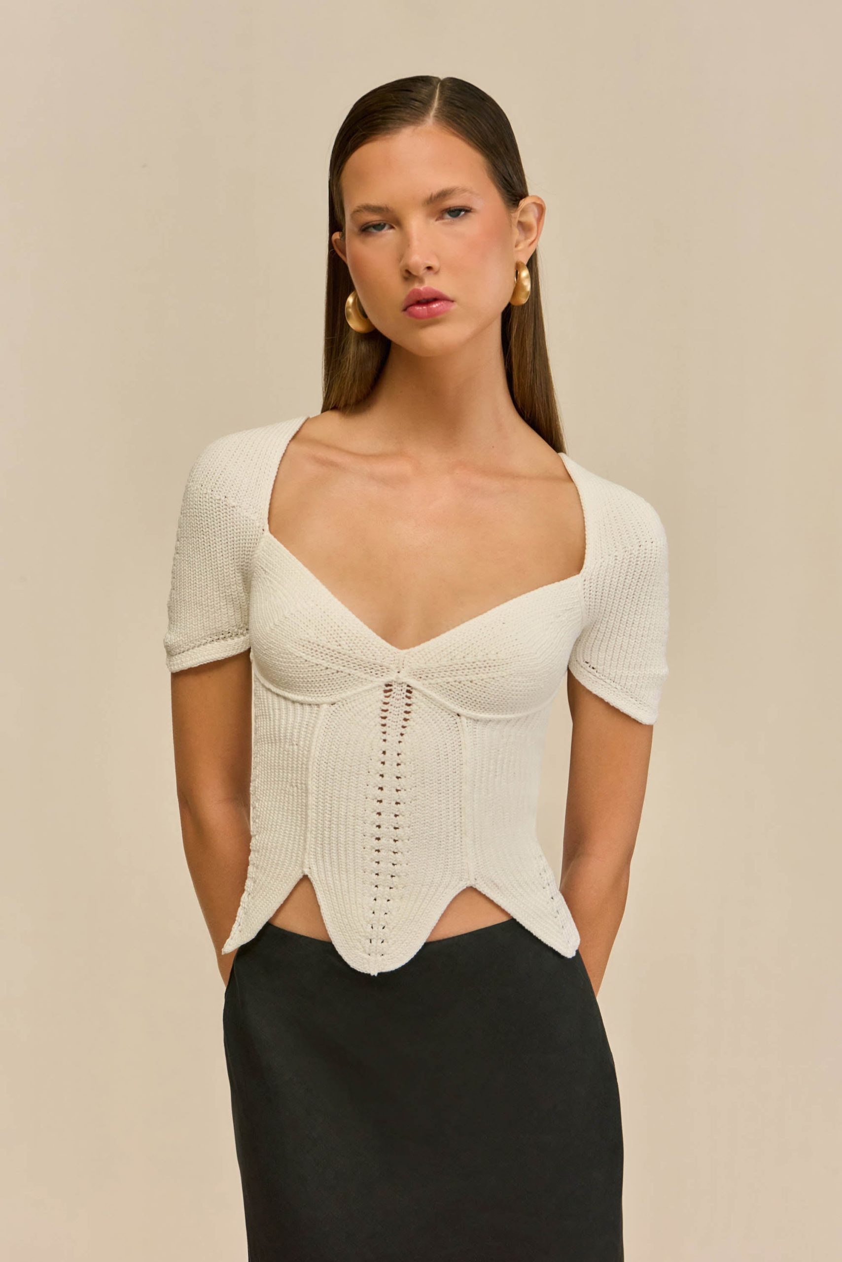 ELIZA KNIT TOP - OFF WHITE
