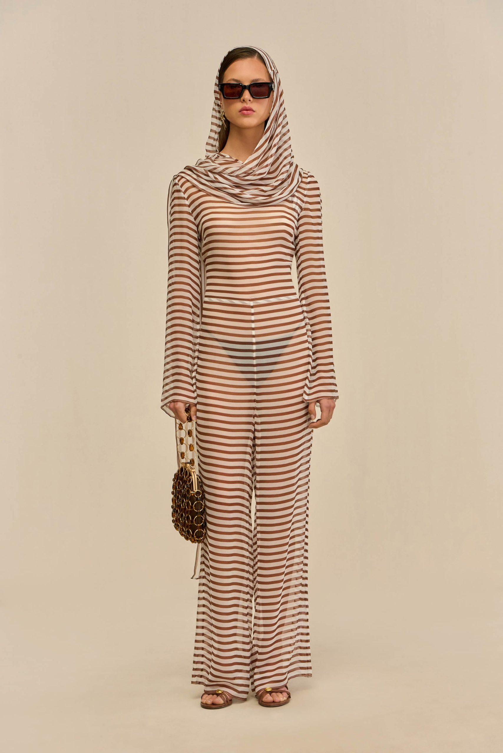 LAKELYN COVERUP JUMPSUIT - SMALL SADDLE STRIPE - Image 3