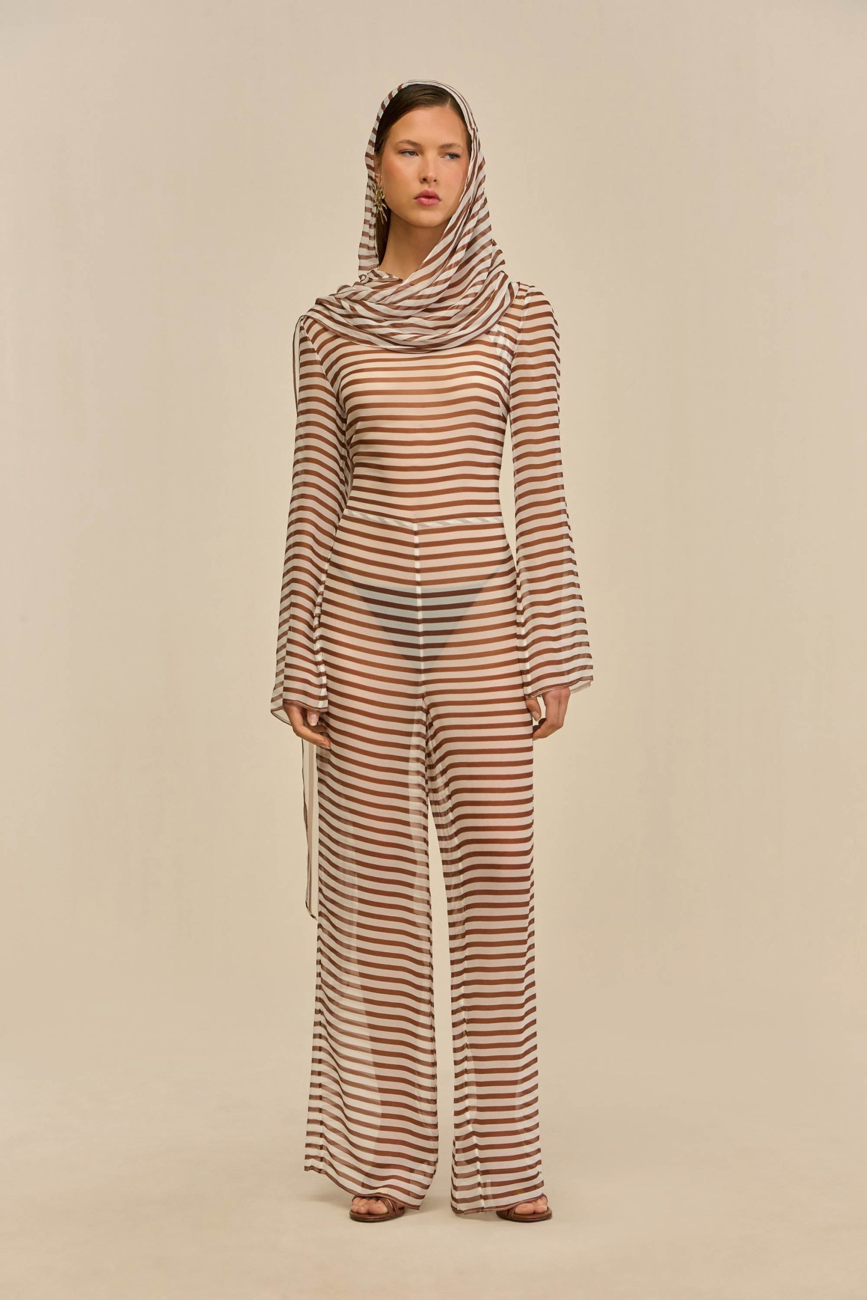 LAKELYN COVERUP JUMPSUIT - SMALL SADDLE STRIPE - Image 5