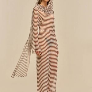 LAKELYN COVERUP JUMPSUIT - SMALL SADDLE STRIPE