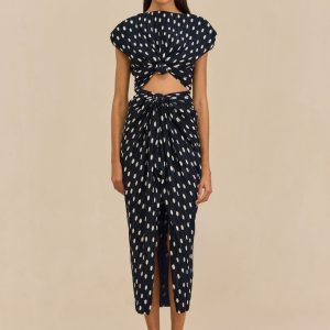 AIRA DRESS - SMALL DOT DEEP LAKE