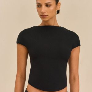 VIRGINIANA KNIT TOP - BLACK