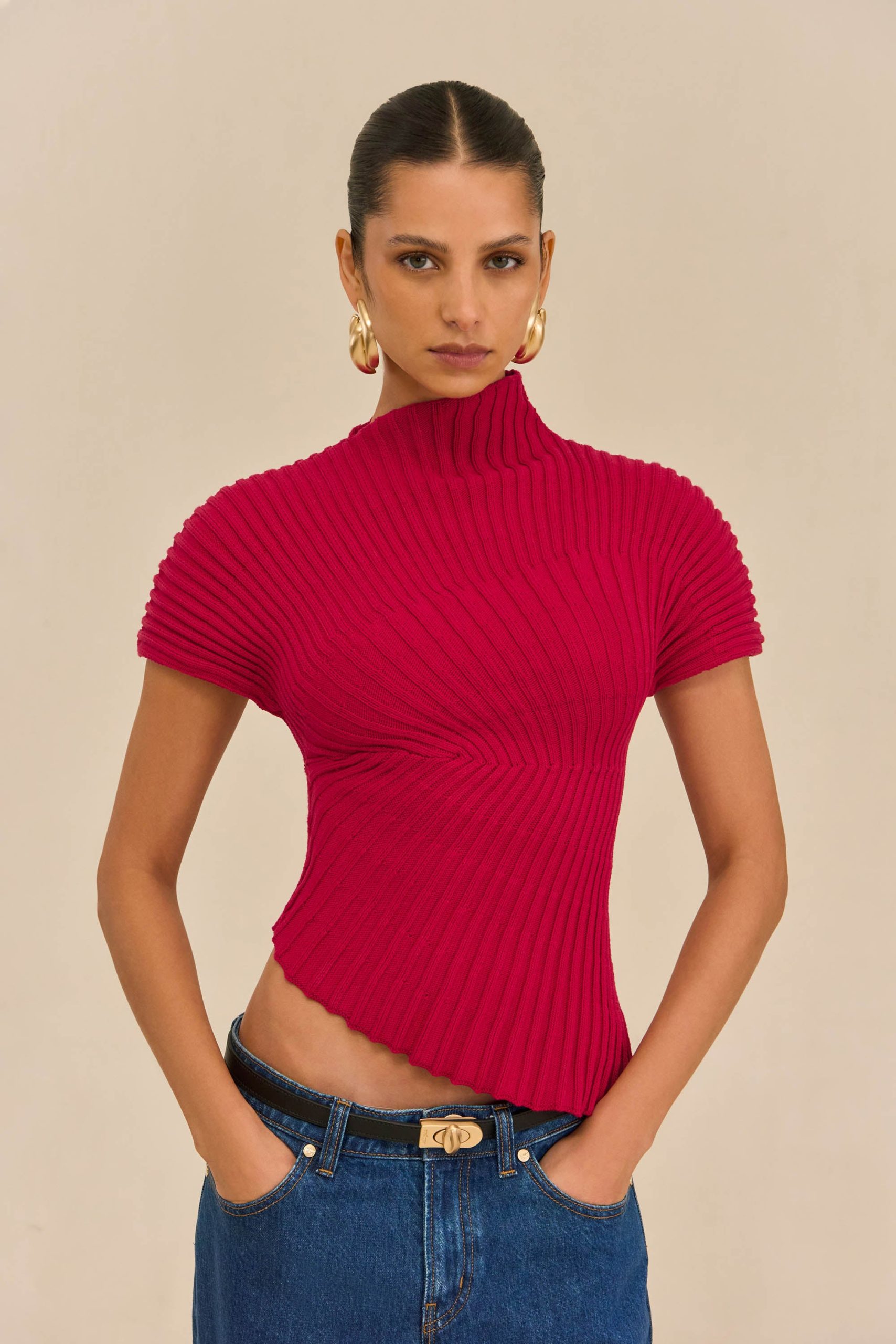 ANNEMIE KNIT TOP - MERLOT - Image 3