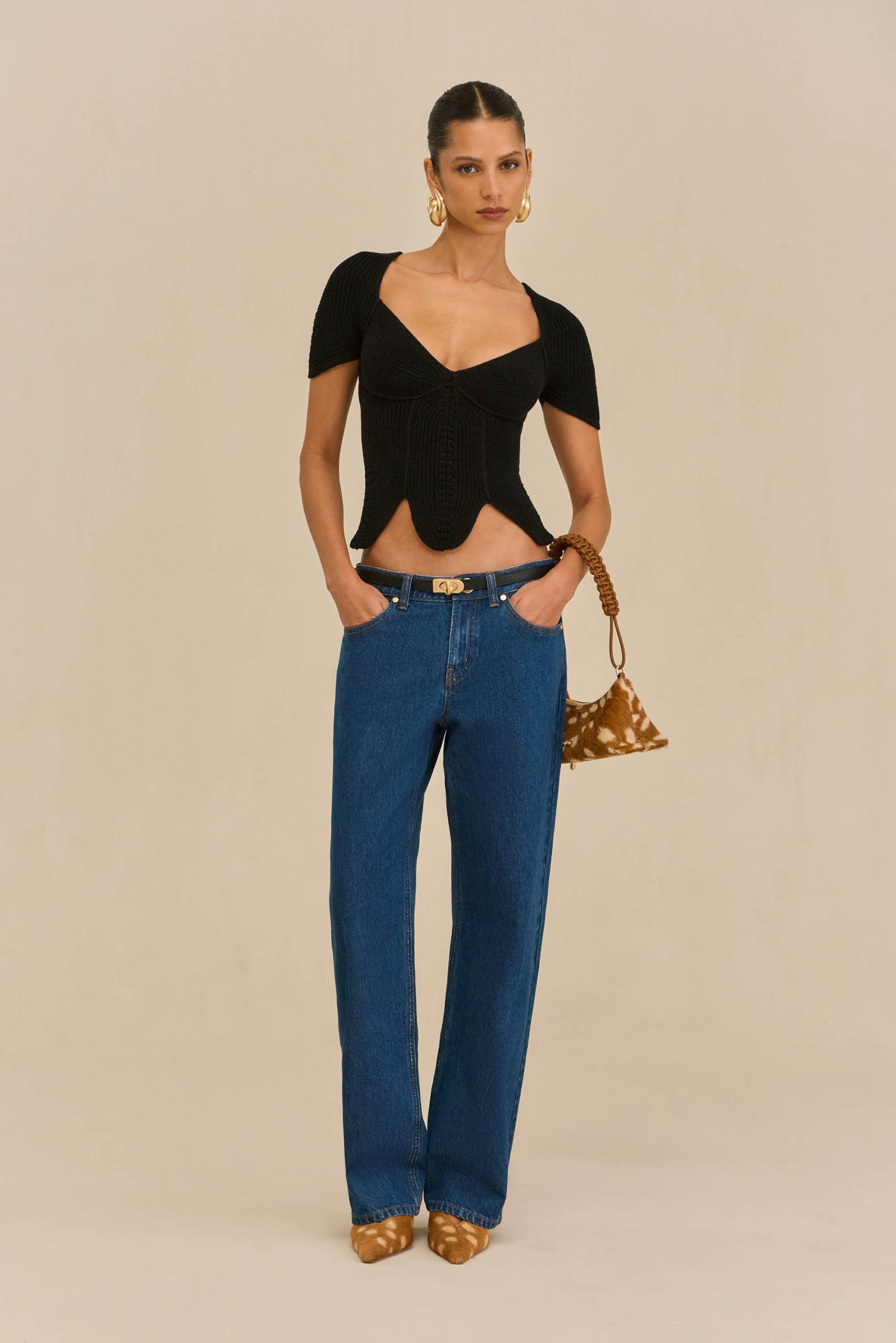 ELIZA KNIT TOP - BLACK - Image 2