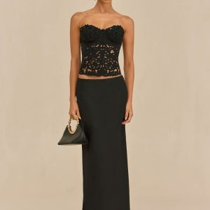 CHANTEL SKIRT - BLACK LINEN