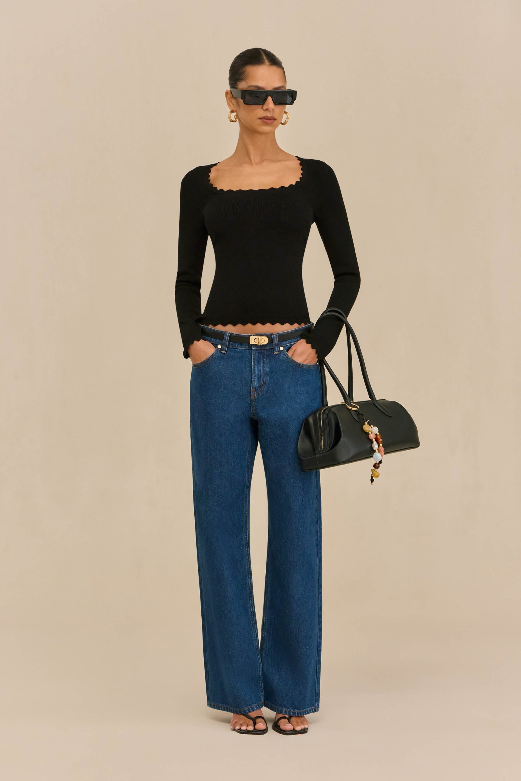 JEAN KNIT TOP - BLACK - Image 4