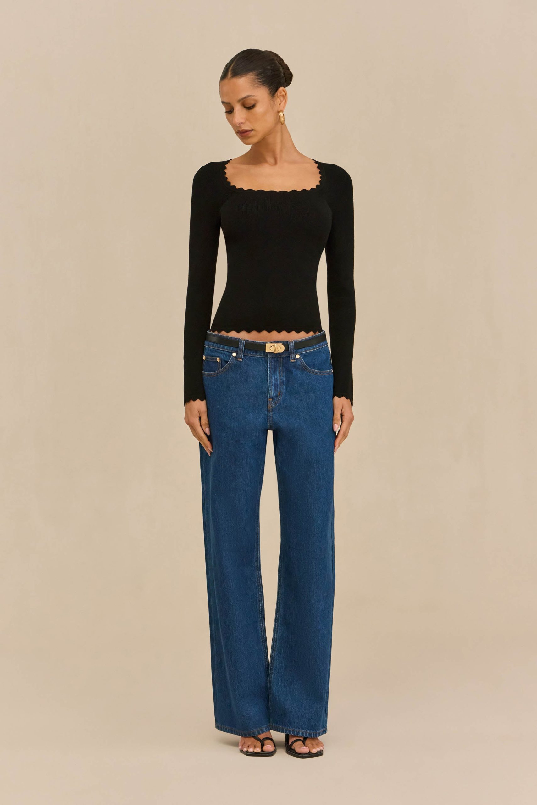 JEAN KNIT TOP - BLACK - Image 2