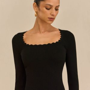 JEAN KNIT TOP - BLACK