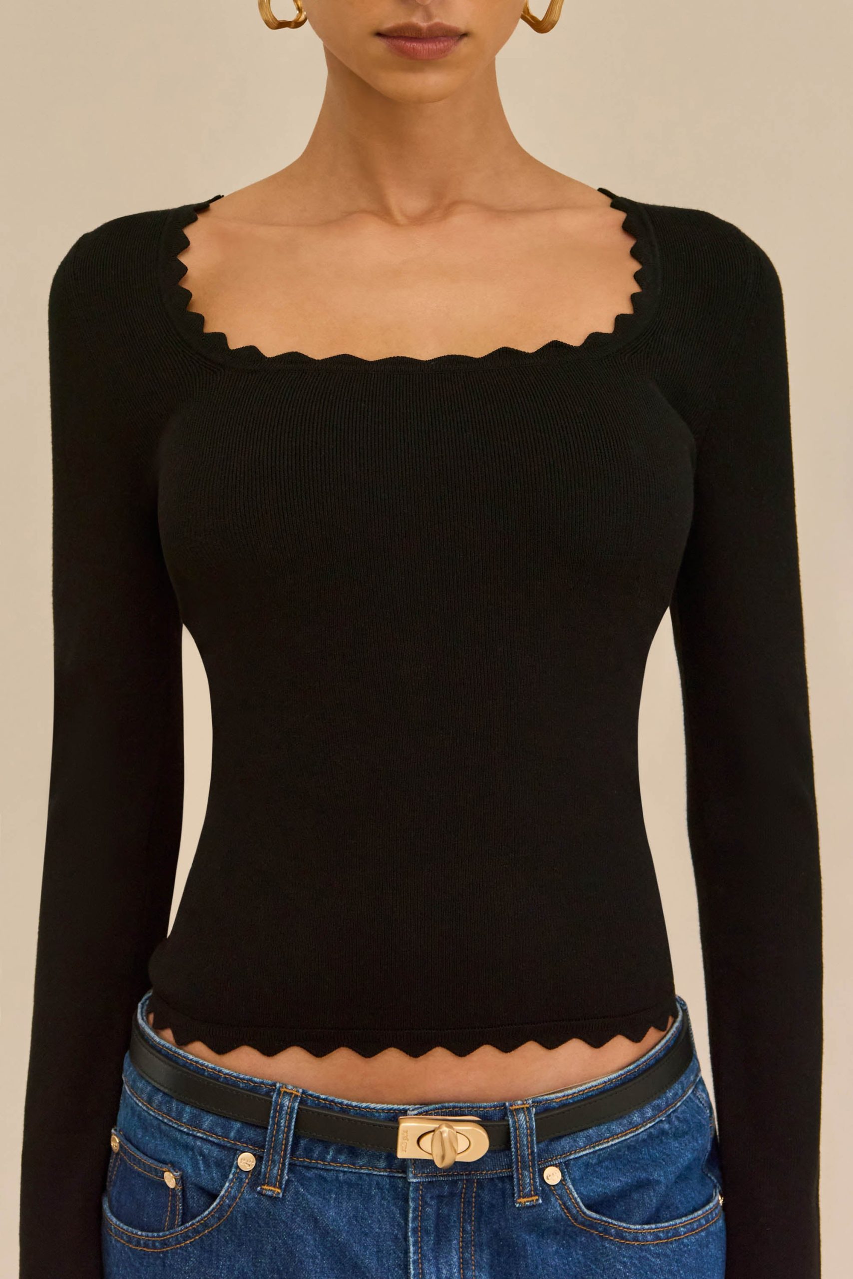 JEAN KNIT TOP - BLACK - Image 3