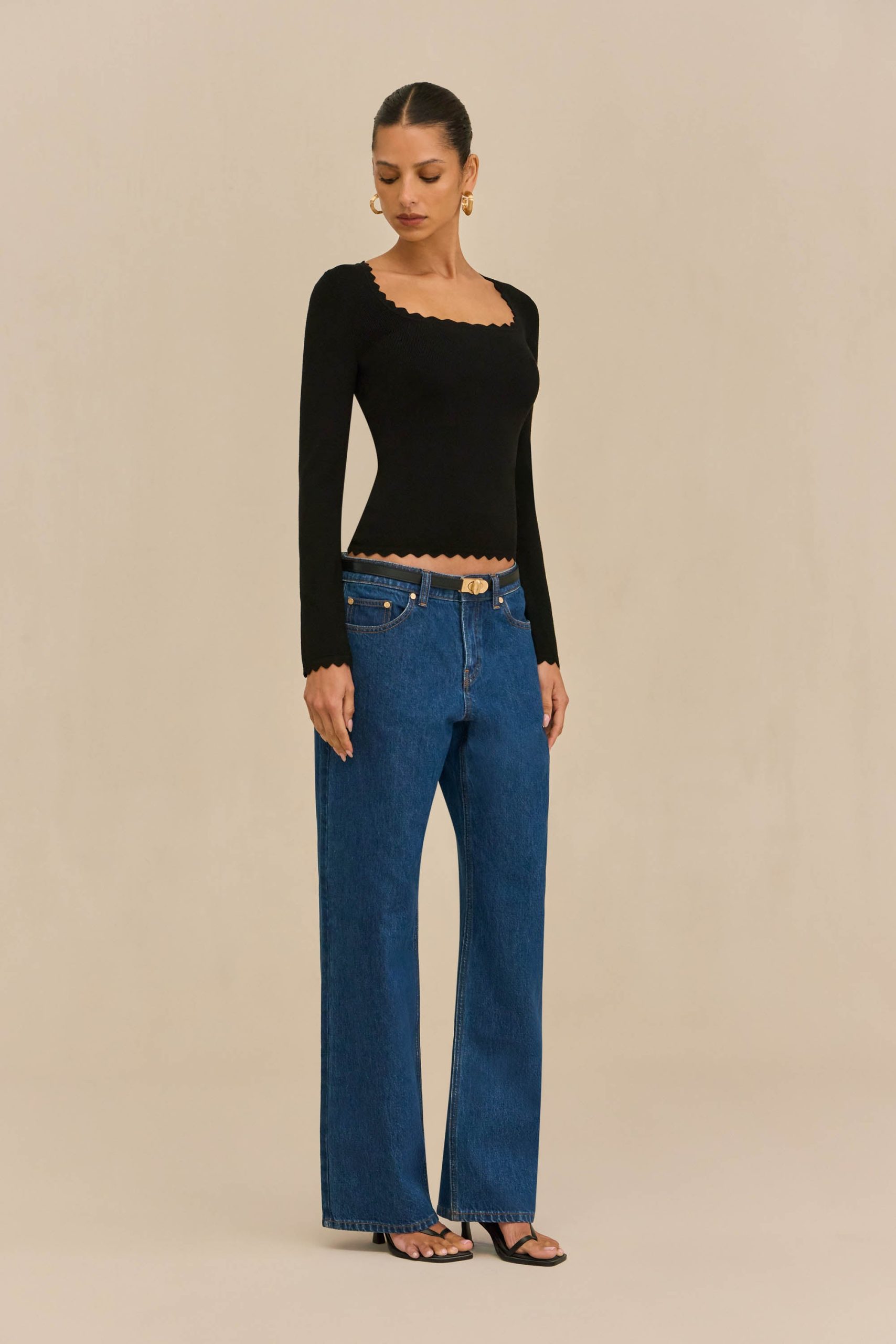 JEAN KNIT TOP - BLACK - Image 5