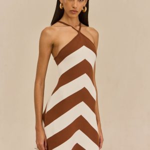 NELSON KNIT DRESS - LARGE SADDLE STRIPE