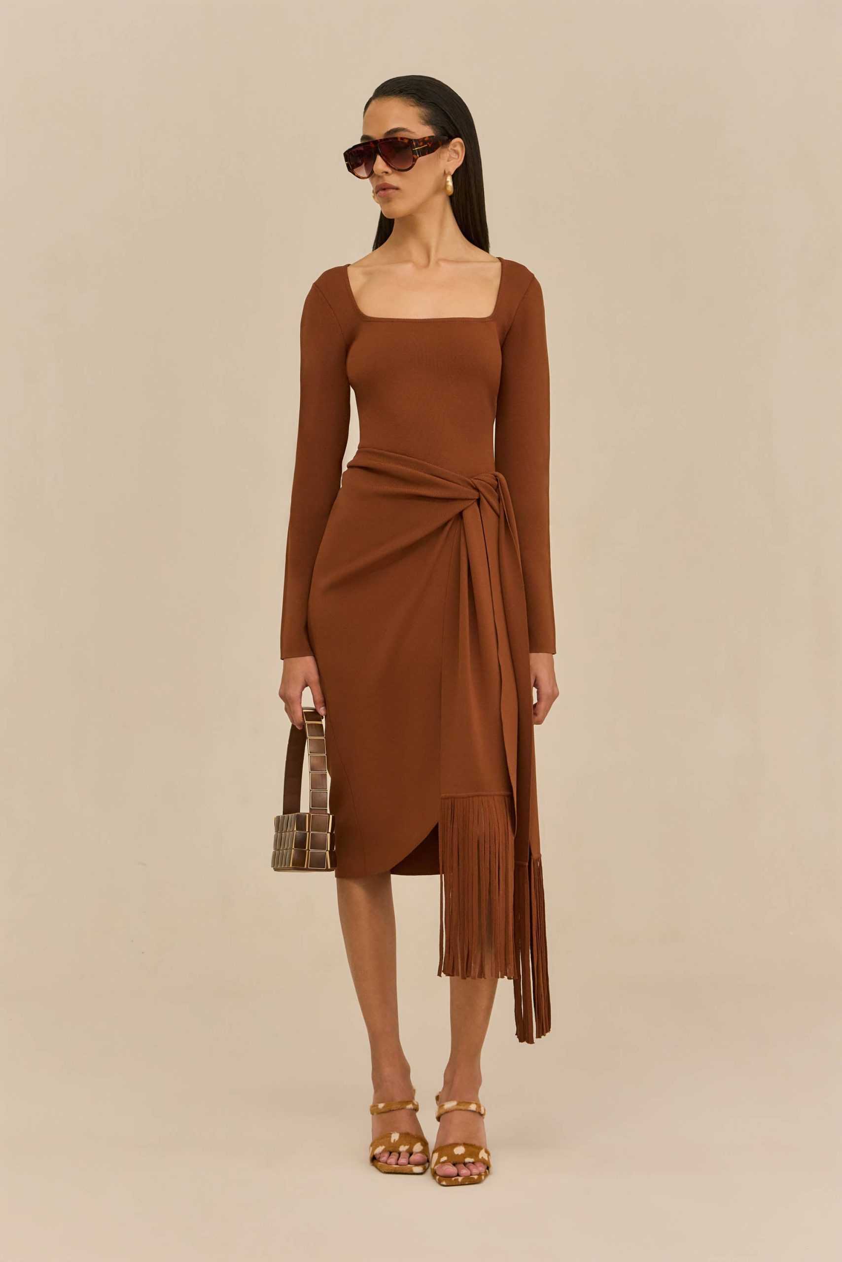 LERA KNIT DRESS - SADDLE - Image 3
