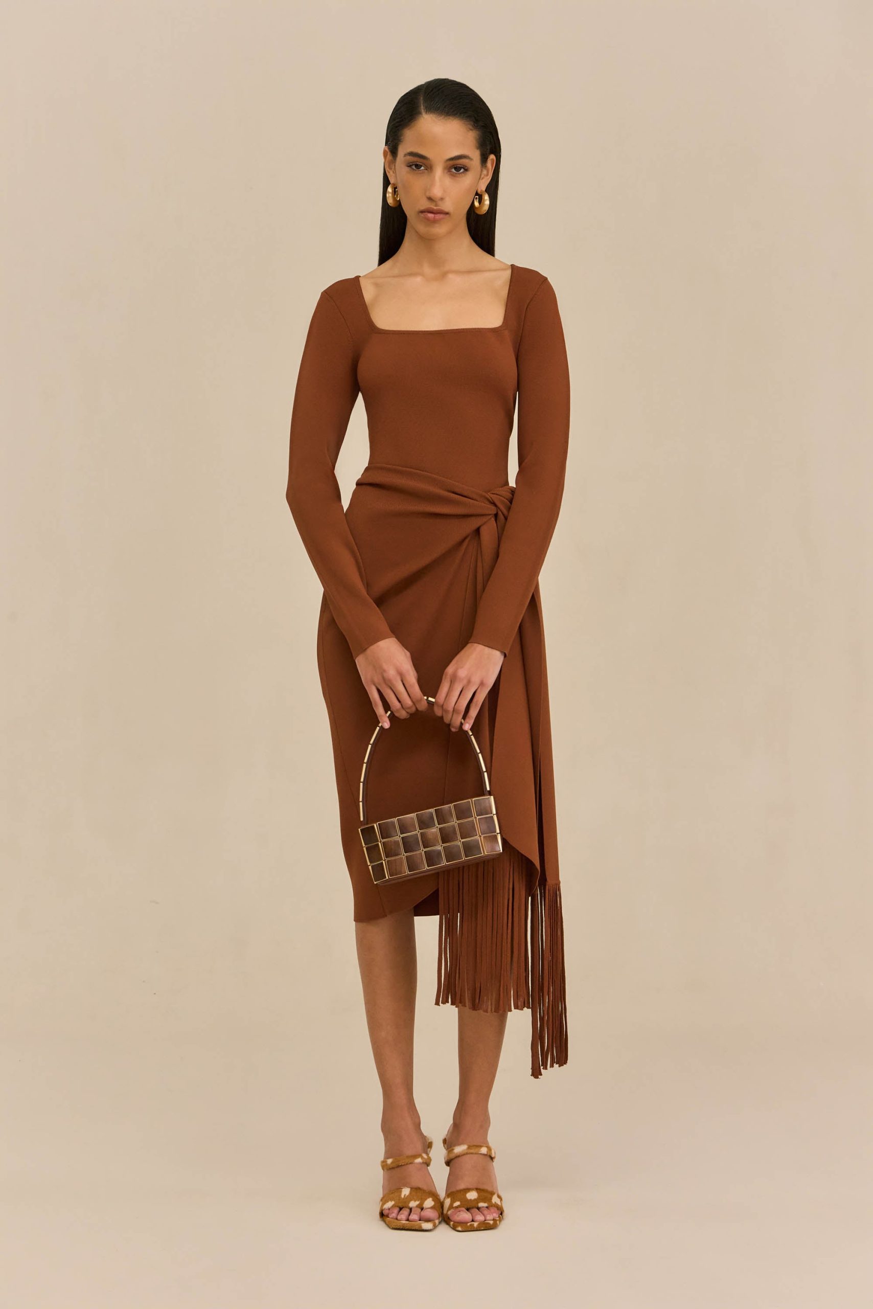 LERA KNIT DRESS - SADDLE - Image 5
