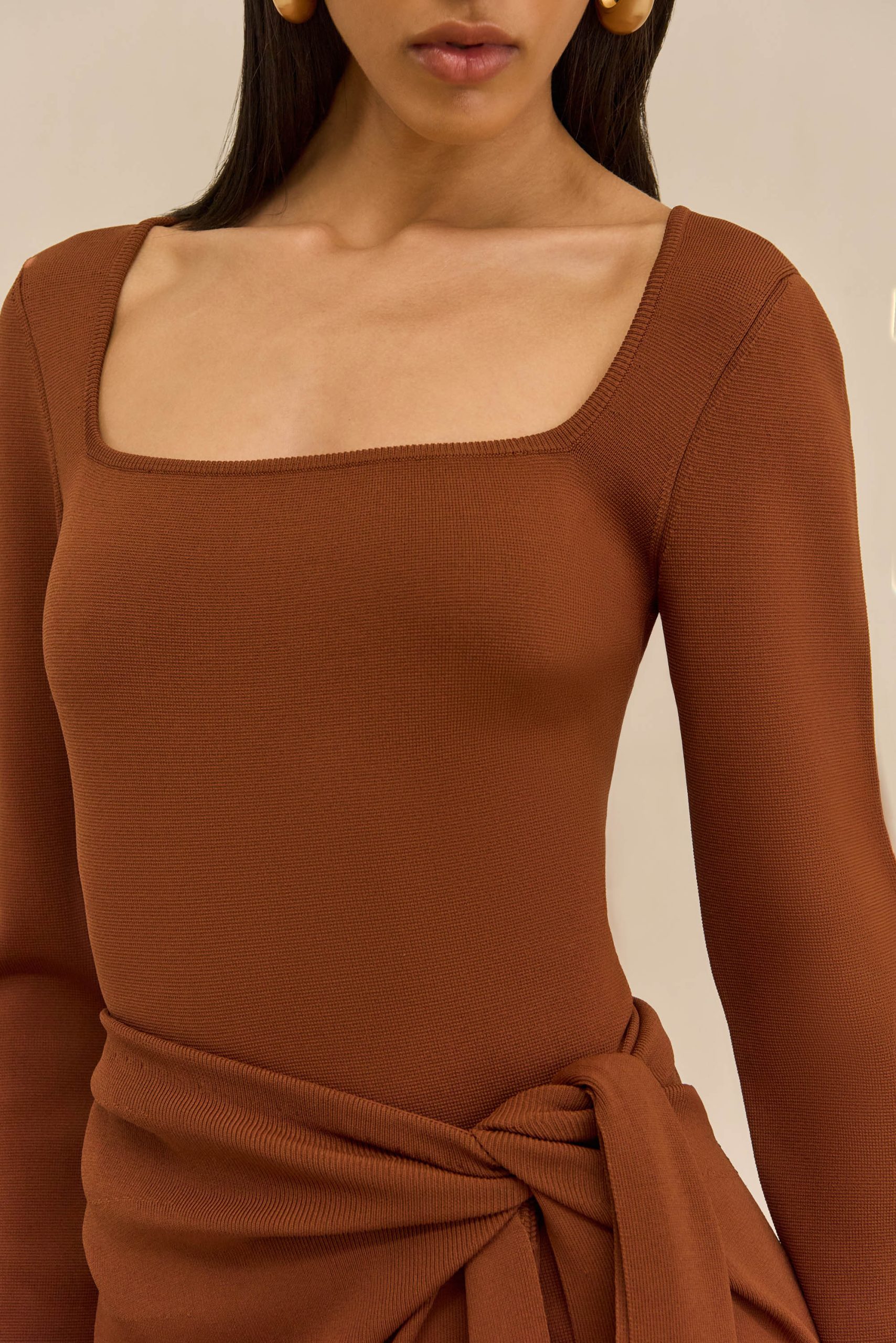 LERA KNIT DRESS - SADDLE - Image 2