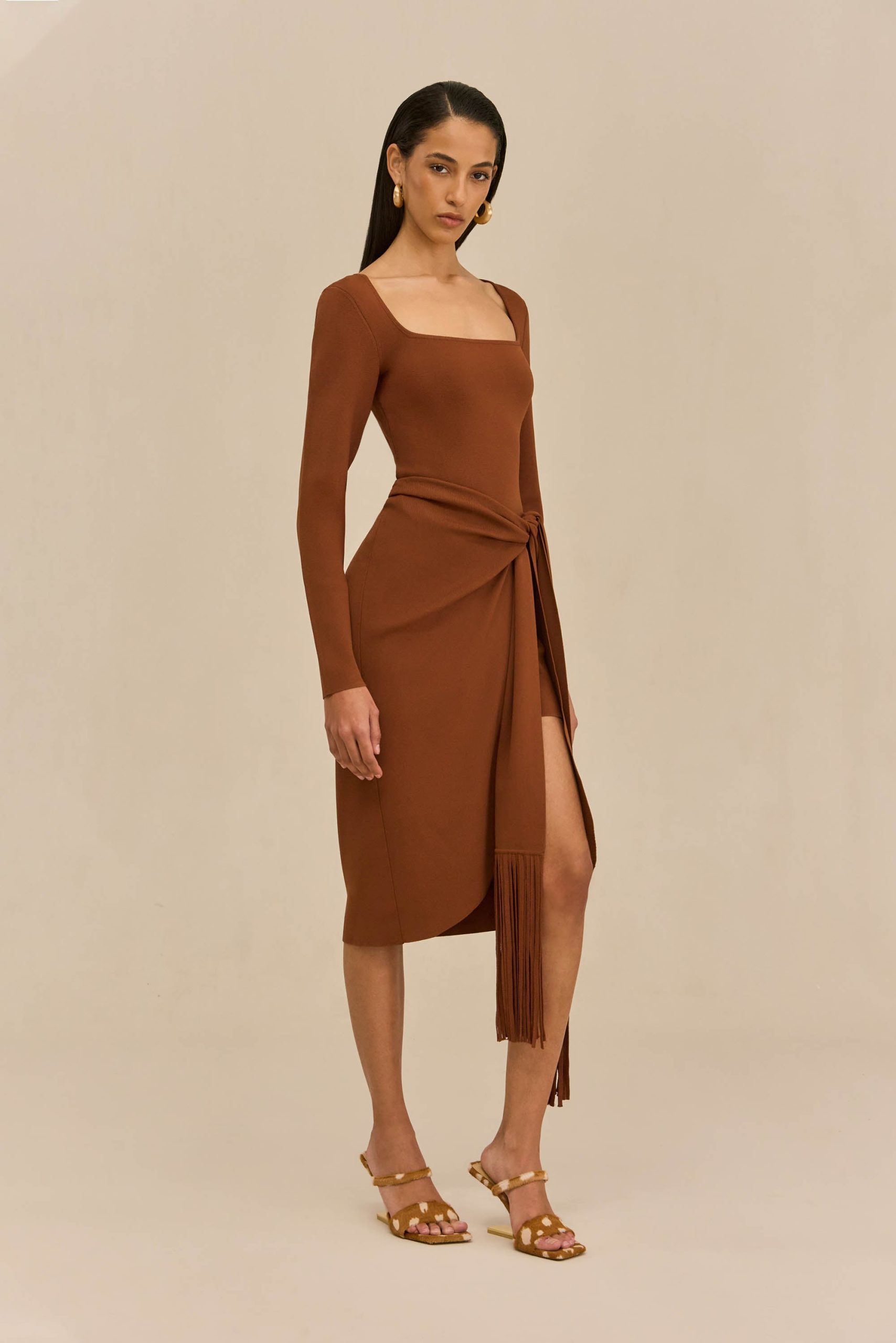 LERA KNIT DRESS - SADDLE - Image 7