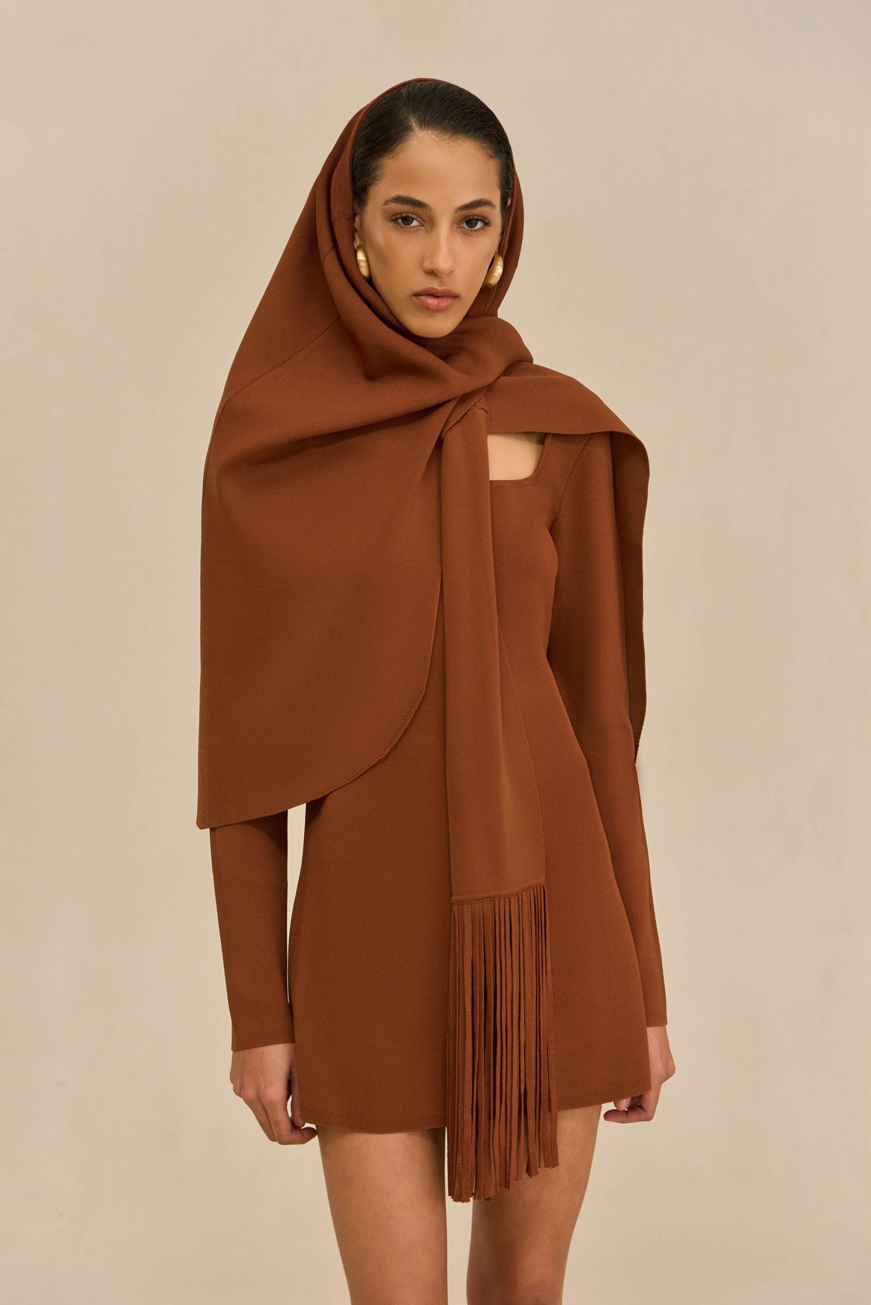 LERA KNIT DRESS - SADDLE - Image 8