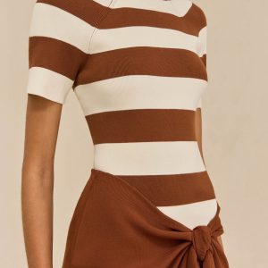 OLYA KNIT TOP - LARGE SADDLE STRIPE
