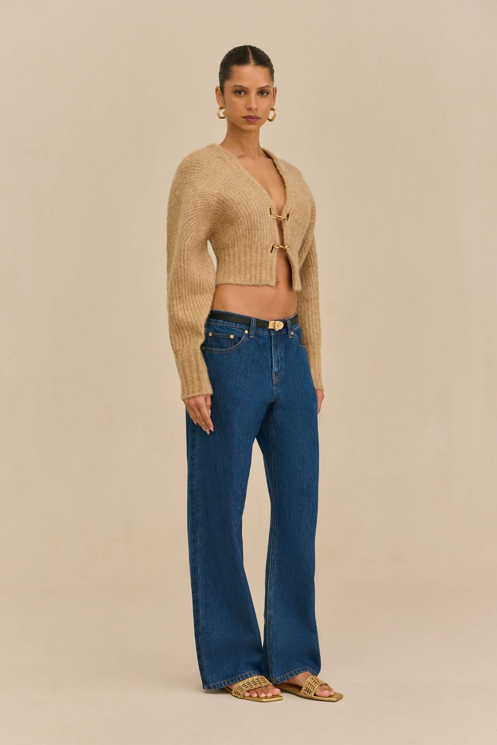 CASELLA KNIT CARDIGAN - CHAMPAGNE - Image 4