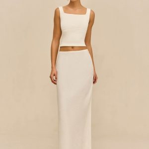 CHANTEL SKIRT - OFF WHITE LINEN