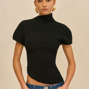 ANNEMIE KNIT TOP - BLACK